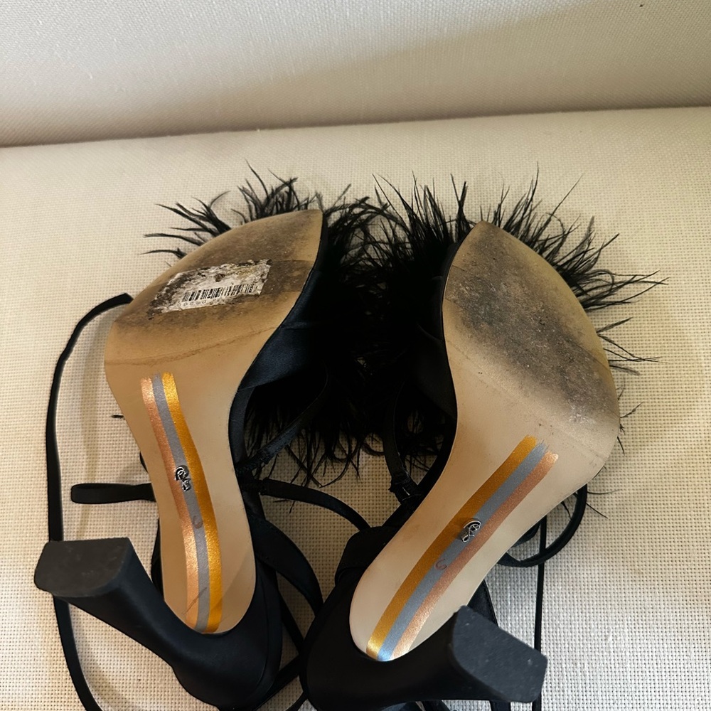 Sam Edelman Black Feathered Heels - Picture 5 of 5